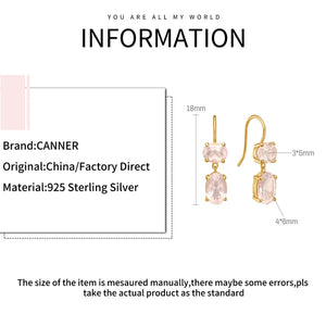 925 Silver Pink Zircon Stud Earrings For Women