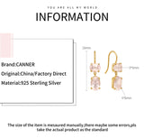 925 Silver Pink Zircon Stud Earrings For Women