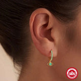 925 Silver Dopamine Zircon Dangle Earrings Fresh Summer Ear Studs for Women