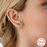925 Silver Dopamine Zircon Dangle Earrings Fresh Summer Ear Studs for Women
