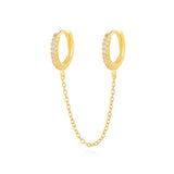 925 Silver Double Hole Chain Earring CZ Moon Star Lightning Hoop 1pc