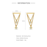 925 Silver Double Layer Tassel Chain Hanging Earring Ins Style Stud Earring