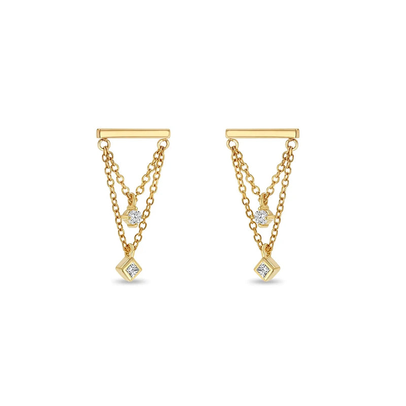 925 Silver Double Layer Tassel Chain Hanging Earring Ins Style Stud Earring