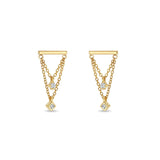 925 Silver Double Layer Tassel Chain Hanging Earring Ins Style Stud Earring