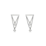 925 Silver Double Layer Tassel Chain Hanging Earring Ins Style Stud Earring