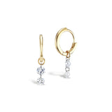 925 Silver Double Zircon Small Hoop Earrings Crystal Pendant