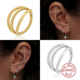 925 Silver Double-layer Stud Earrings Cartilage Piercing Nose Ring