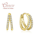 925 Sterling Silver Zircon Hoop Earrings for Women Girl Daily Jewelry