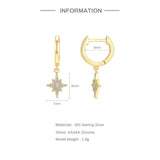 925 Silver Drop Earrings Zircon Butterfly Star Hanging Earring