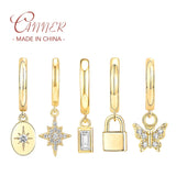 925 Silver Drop Earrings Zircon Butterfly Star Hanging Earring