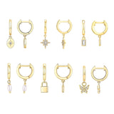 925 Silver Drop Earrings Zircon Butterfly Star Hanging Earring