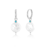 925 Silver Drop Earrings Pearl Pendant Piercing Huggie Earings