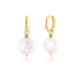925 Silver Drop Earrings Pearl Pendant Piercing Huggie Earings
