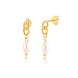 925 Silver Drop Earrings Pearl Pendant Piercing Huggie Earings