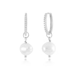 925 Silver Drop Earrings Pearl Pendant Piercing Huggie Earings