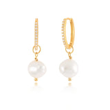 925 Silver Drop Earrings Pearl Pendant Piercing Huggie Earings