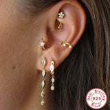 925 Sterling Silver Horse Eye Zircon Drop Earrings