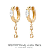 925 Sterling Silver Horse Eye Zircon Drop Earrings