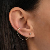 925 Silver Ear Cuff Tassel Piercing Stud Earring