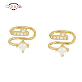 925 Silver Ear Cuff Earrings Women Lines Geometric Earcuff Clip Earring