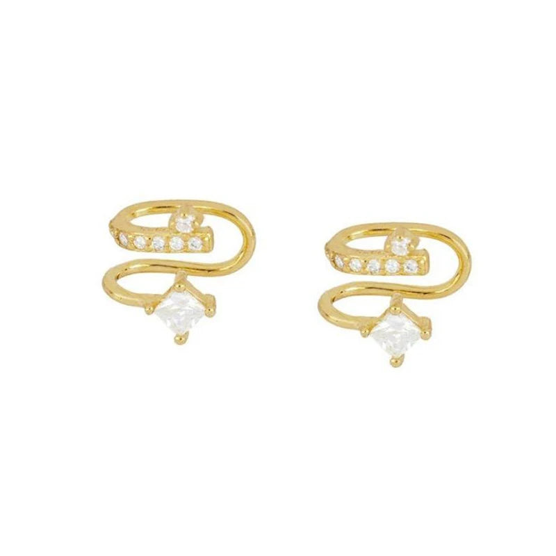 925 Silver Ear Cuff Earrings Women Lines Geometric Earcuff Clip Earring