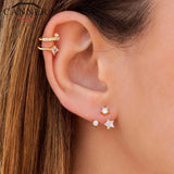 925 Silver Ear Cuff Earrings Women Lines Geometric Earcuff Clip Earring