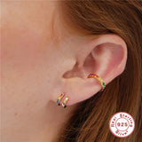 925 Silver Earcuffs Multi CZ Clips Earring Women Piercing