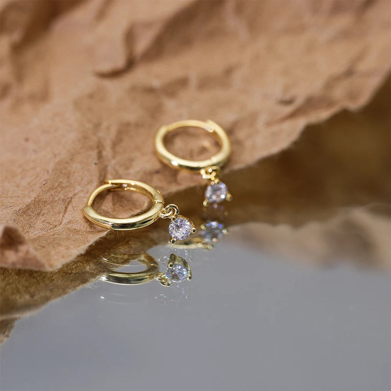 925 Silver 8 Star Drop Earrings Zirconia Wedding Party Aros Fine Jewelry