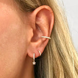 925 Silver Star Moon Zircon Drop Earrings 18K Wedding Jewelry