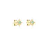 925 Silver Opal Stud Earrings for Women, Colorful Octagonal Piercing