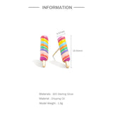 925 Sterling Silver Rainbow Ice Cream Stud Earrings for Girls