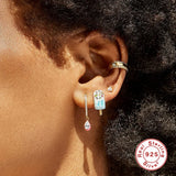 925 Sterling Silver Rainbow Ice Cream Stud Earrings for Girls
