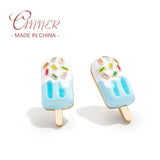 925 Sterling Silver Rainbow Ice Cream Stud Earrings for Girls
