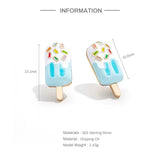 925 Sterling Silver Rainbow Ice Cream Stud Earrings for Girls
