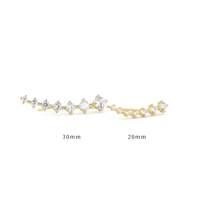 925 Silver Zircon Stud Earrings for Women 20/30mm Gold/Silver Jewelry