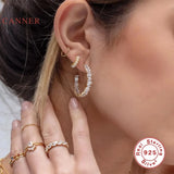 925 Silver Diamond Pearl Stud Earrings Zircon Jewelry