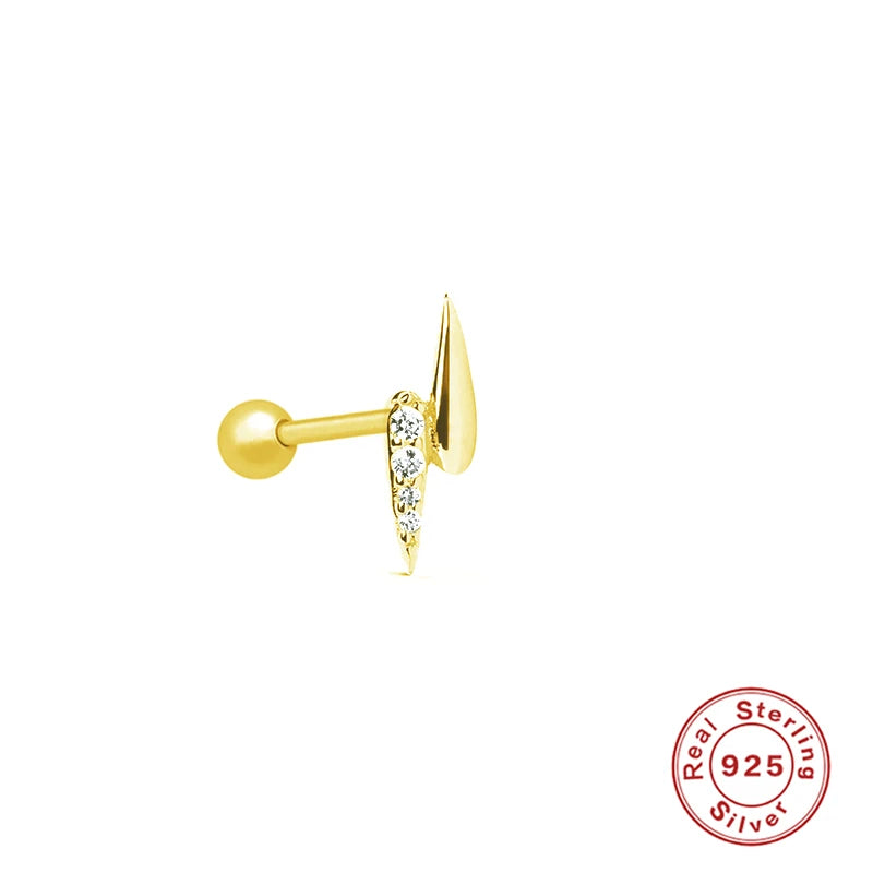 925 Silver Lightning Butterfly Eye Nail Ball Pin Stud Earrings