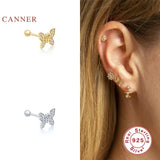 925 Silver Lightning Butterfly Eye Nail Ball Pin Stud Earrings