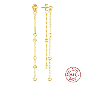 925 Silver Round Bead Ear Thread Earrings