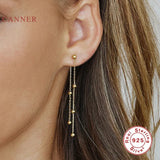 925 Silver Round Bead Ear Thread Earrings