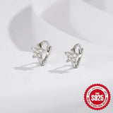 925 Silver Round Star Hoop Earrings Zircon Circle Jewelry Brincos