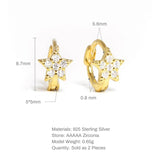 925 Silver Round Star Hoop Earrings Zircon Circle Jewelry Brincos