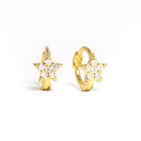 925 Silver Round Star Hoop Earrings Zircon Circle Jewelry Brincos