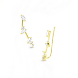 925 Silver Colorful Zircon Stud Earrings Women Ear Climber