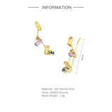 925 Silver Colorful Zircon Stud Earrings Women Ear Climber