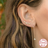 925 Silver Colorful Zircon Stud Earrings Women Ear Climber
