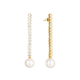 925 Silver Pearl Drop Earrings Long Tassel Zirconia Pendientes Plata 925