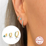 925 Silver Earrings Set Bling Zircon Piercing 3PCS