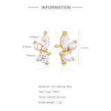 925 Sterling Silver CZ Stone Stud Earrings Bling Bridal Jewelry
