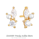 925 Sterling Silver CZ Stone Stud Earrings Bling Bridal Jewelry